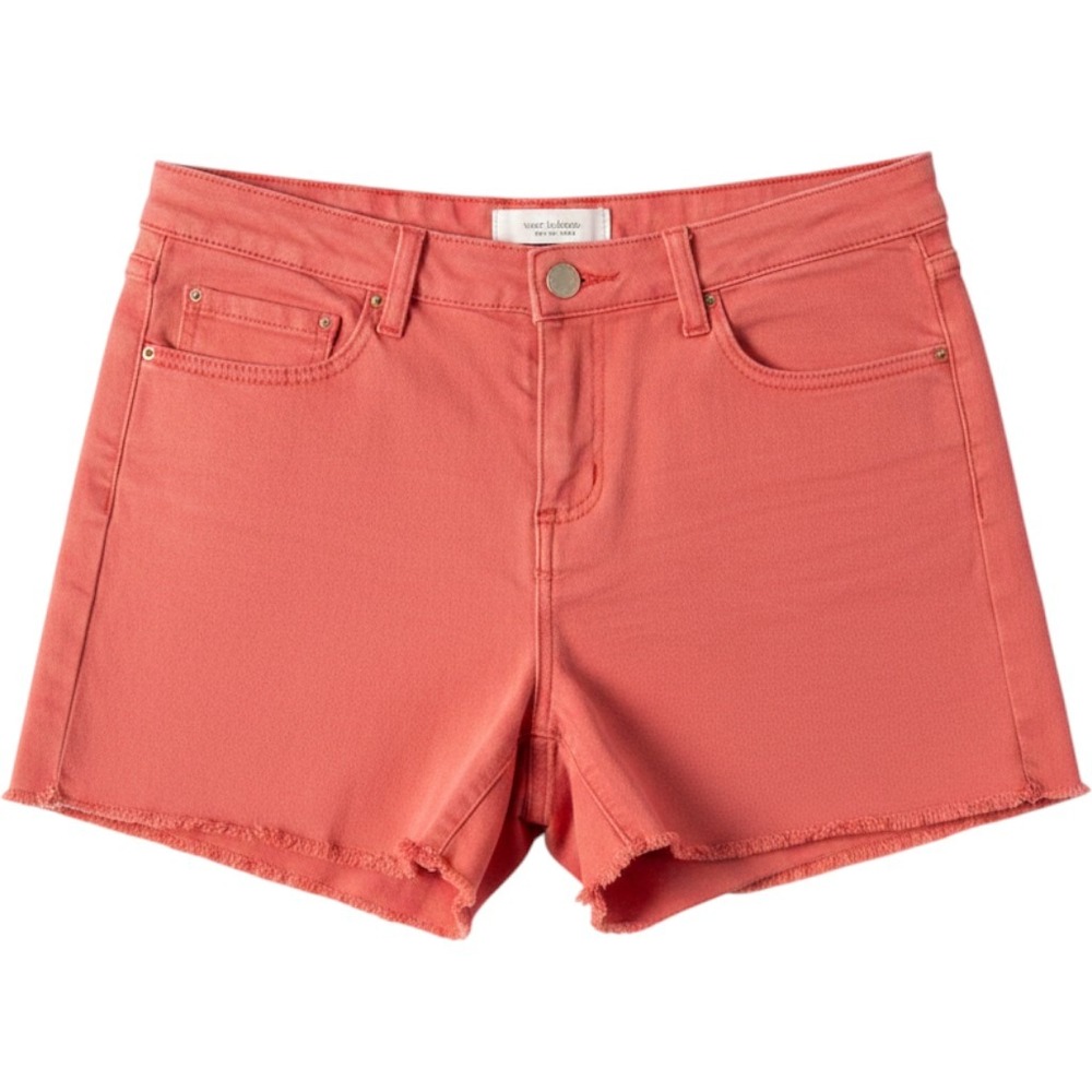 Workshop Andrea Jovine Denim Shorts Womens 10 Coral Pink Excellent Frayed Hem